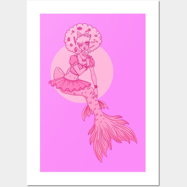 Candy Floss Mermaid Wall Art by sushikittehh